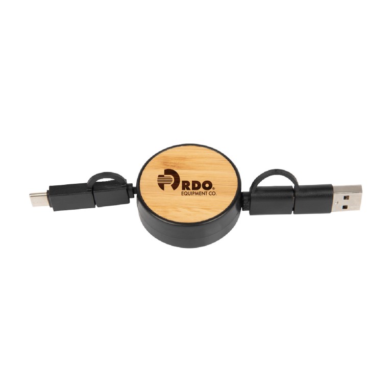 Bamboo Retractable 3-in-1 Charging Cable